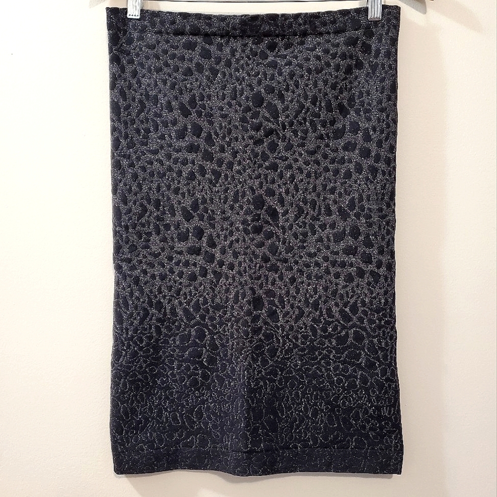 Wolford - Black Metallic Animal Print Midi Skirt - Size L